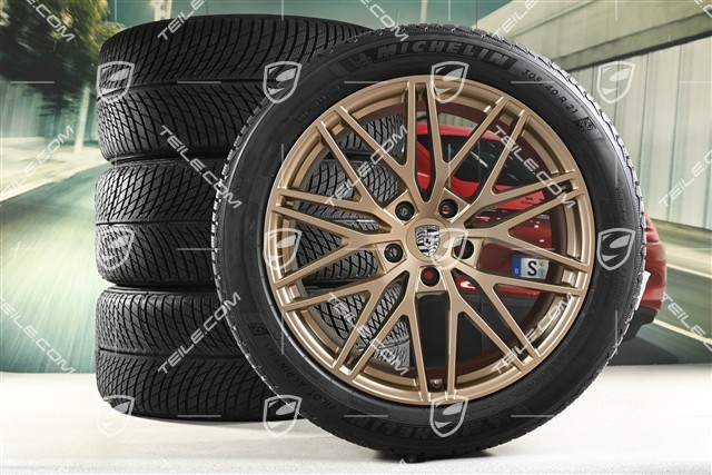 21-inch Cayenne "RS Spyder Design" winter wheel set, rims 9,5J x 21 ET46 + 11,0J x 21 ET49 + Michelin Pilot Alpin 5 SUV winter tyres 285/45 R21 + 305/40 R21, with TPMS, Neodyme
