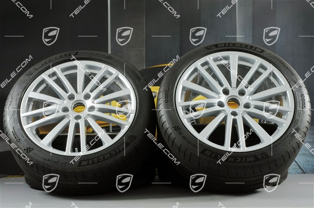 20-inch Panamera Design summer wheel set, rims 9,5J x 20 ET71 + 11,5J x 20 ET68 + Michelin summer tires 275/40 ZR20 + 315/35 ZR20, with TPM
