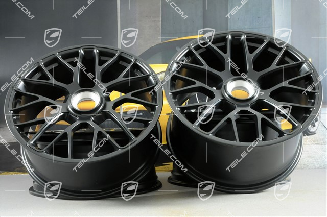 20-inch Wheels set Turbo S, central locking, 8,5J x 20 ET51 + 11J x 20 ET59, black satin mat