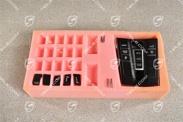 Control panel / switchboard centre console repair kit, sliding roof, coupe, black matte/ hi-gloss chrome