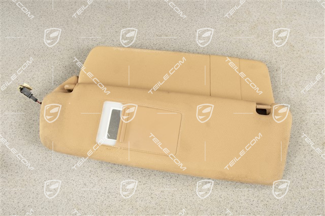 Sonnenblende, mit Spiegel, Sandbeige, Stoff, L