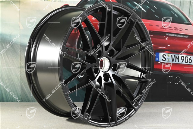 22-inch Macan RS Spyder Design wheel rim, 11J x 22 ET47, in black satin mat