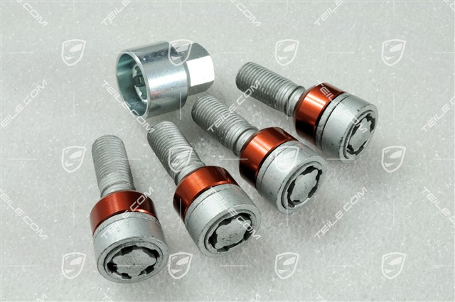 Diebstahlsicherung Satz, silber, Radschrauben "THATCHAM" + Adapter, für Distanzscheiben 5mm/hinten Diebstahlsicherung Satz, silber, Radschrauben "THATCHAM" + Adapter, für Distanzscheiben 5mm/hinten