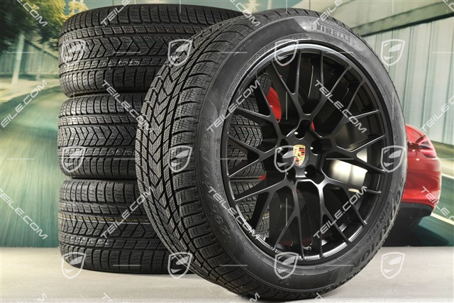 20" "RS Spyder Design" koła zimowe, komplet, felgi 9J x 20 ET26 + 10J x 20 ET19 + NOWE opony zimowe Pirelli 265/45 R20 + 295/40 R20, z czujnikami ciśnienia, czarny satynowy półmat