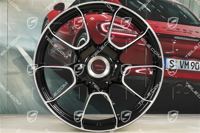 20"+21" komplet felg Turbo S Exclusive Design, 9,5J x 20 ET44 + 12J x 21 ET70, czarny wysoki połysk