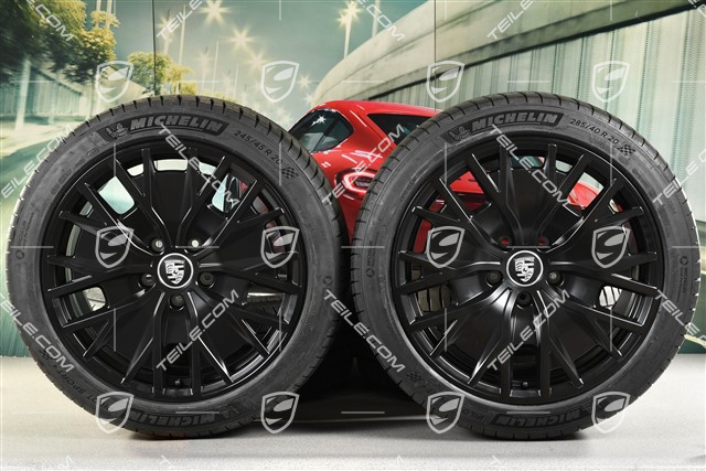 20-inch Turbo S Aero Design summer wheel set, rims 9J x 20 ET54 + 11J x 20 ET60, Michelin summer tyres 245/45 R20 + 285/40 R20, in black satin-mat