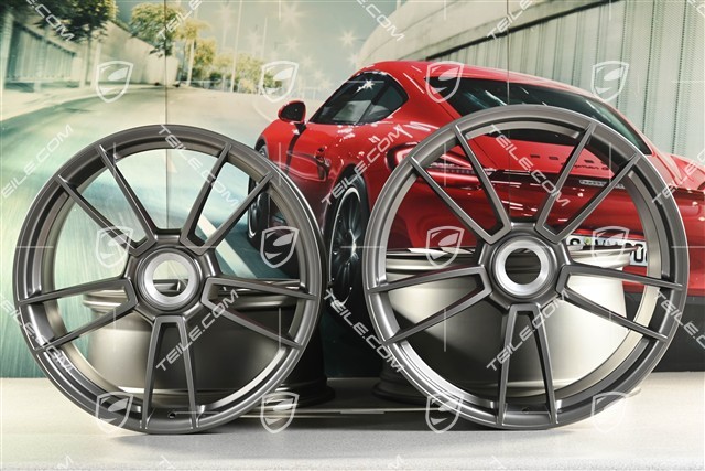 20+21" Felgensatz Turbo S, Felgen: vorne 8,5J x 20 ET40 + hinten 11J x 21 ET66, Platinum Seidenmatt