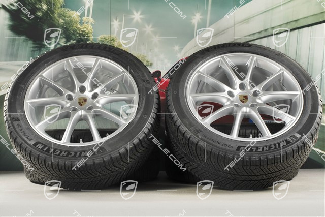 20" Cayenne Design Winterräder Satz, Felgen 9J x 20 ET50 + 10,5J x 20 ET64 + Michelin Winterreifen 275/45 R20 + 305/40 R20, mit RDK-Sensoren