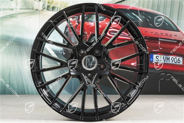 21" Komplet felg Cayenne RS Spyder, 11J x 21 ET49 + 9,5J x 21 ET46, czarny wysoki połysk, do Cayenne Coupé