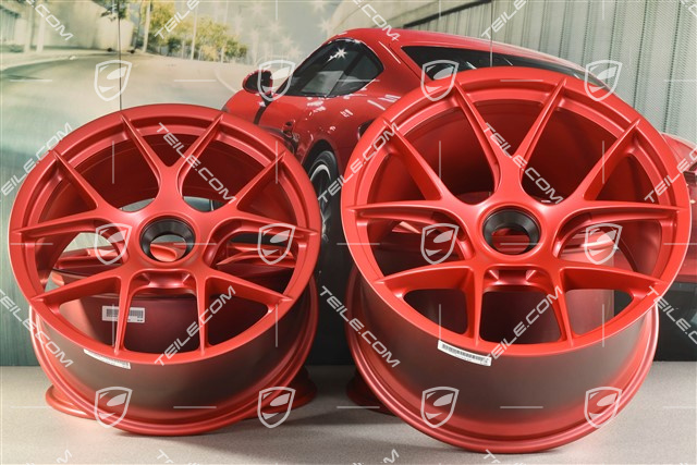 GT3RS Magnesium - lekkie kute koła magnezowe, felgi 10J x 20 ET45 + 13J x 21 ET31, czerwone Pyro Red