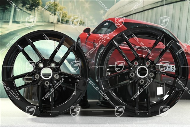 20"+21" Carrera Exclusive Design Felgensatz, Felgen 8,5J x 20 ET50 + 11,5J x 21 ET79, schwarz hochglanz