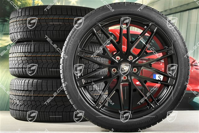 22" RS Spyder Design Winterräder Satz, Felgen 9J x 22 ET29 + 11J x 22 ET47 + Continental Winterreifen 255/40 R22 + 295/35 R22, in Schwarz Seidenmatt