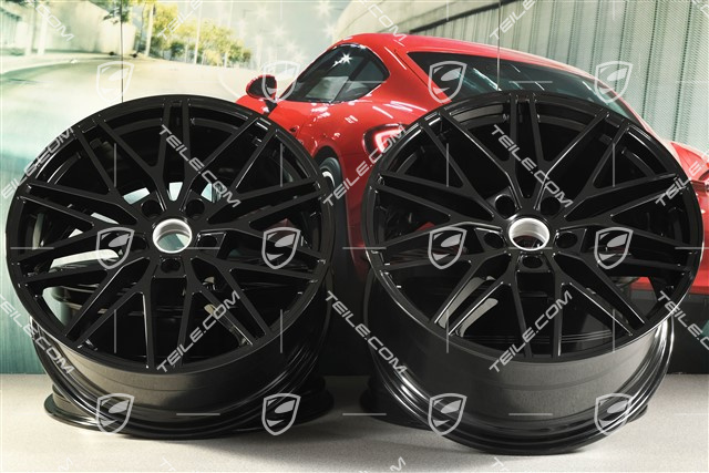 21-inch wheel rim set Cayenne RS Spyder Design, 11J x 21 ET58 + 9,5J x 21 ET46, black high gloss
