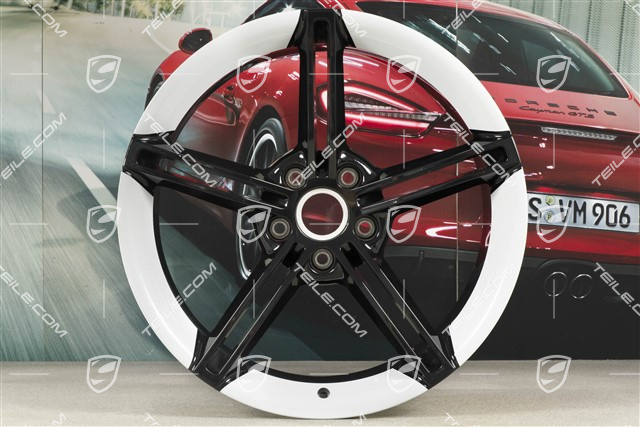 21-inch wheel rim Mission E Design, 11,5J x 21 ET66, black high gloss/Carrara white metallic