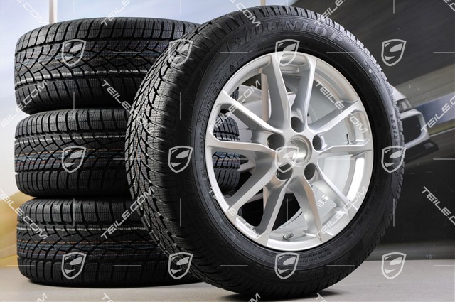 18-inch winter wheels set "Cayenne" facelift 2014->, alloy rims 8J x 18 ET53 + NEW Dunlop winter tyres 255/55 R18, with TPM