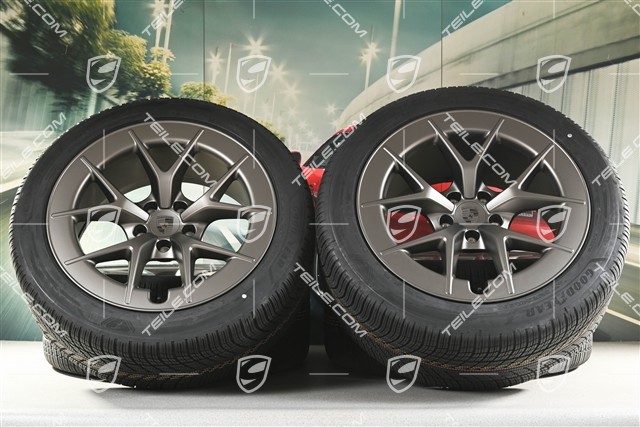 21" Cayenne RS Spyder Design Winterräder Satz, Felgen 9,5J x 21 ET16 + 11J x 21 ET37 + NEUE Goodyear UltraGrip Performance 3 SUV Winterreifen 275/45 R21 + 315/40 R21, Turbonit