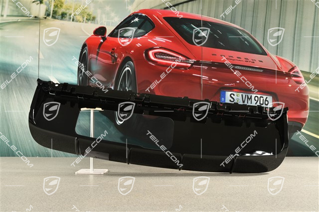 Sport design, Rear bumper lower cover / diffuser, Black / car with trailer coupling