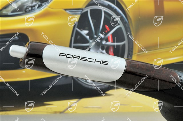 Handbremshebel, Alu / Wurzelholz dunkel, Leder Schwarz