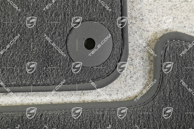 Dywaniki, komplet 4-częściowy, z nubukowym obszyciem, z napisem "Porsche", Slate Grey