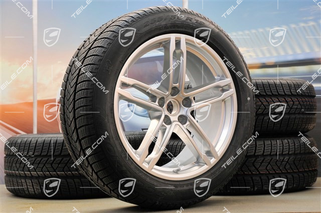 19" "Macan Turbo" Winterräder Satz, Felgen 8J x 19 ET21 + 9J x 19 ET21 + NEUE Pirelli Winterreifen 235/55 R19 + 255/50 R19 (0 km), mit RDK-Sensoren