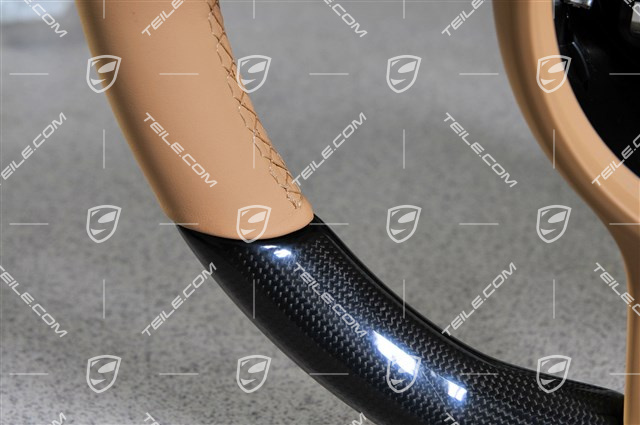 Kierownica CARBON, multifunkcyjna, podgrzewana + dźwignia skrzyni biegów, Luxor Beige