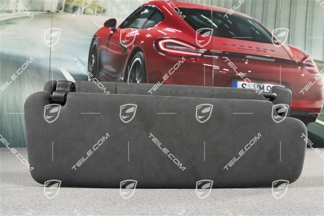 Sonnenblende, mit Spiegel, Schwarz, Alcantara, L