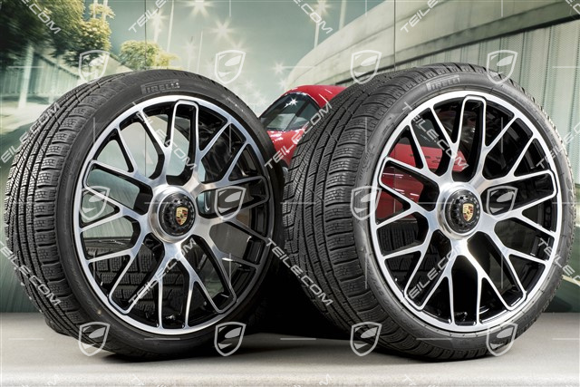 20" Turbo S Zentralverschluss Winterräder Satz für Turbo S / GTS, Felgen 8,5J x 20 ET51 + 11J x 20 ET59 + NEUE Pirelli Sottozero II Winterreifen 245/35 R20+295/30 R20, RDK-Sensoren