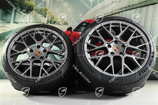 20"+21" RS Spyder Design winter wheel set, wheel rims 8,5J x 20 ET50 + 11J x 21 ET82 + Michelin winter tyres 245/35 R20 + 305/30 R21, with TPMS, Darksilver