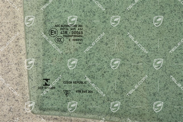 Rear door side window glass, Green heat-insulating, R