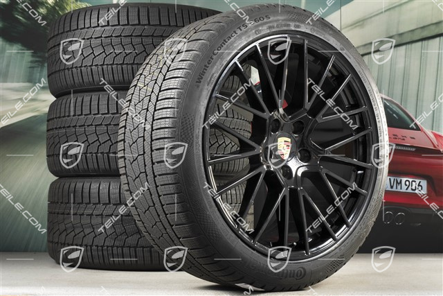 21-inch Cayenne COUPÉ RS Spyder winter wheel set, rims 9,5J x 21 ET46 + 11,0J x 21 ET49 + Continental winter tyres 275/40 R21 + 305/35 R21, with TPMS, black high gloss