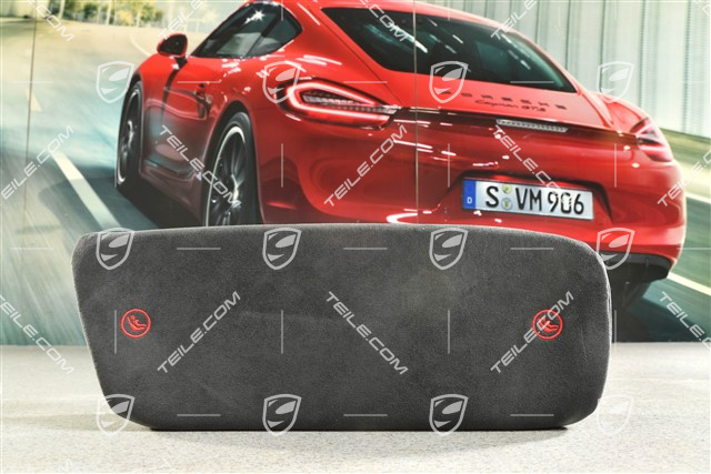 Lordosenstütze, Leder Schwarz mit Karminrot Ziernähte, L