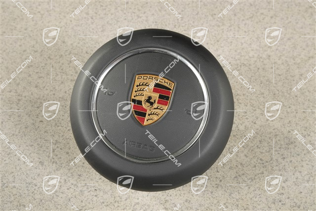 Airbag-Einheit für Lenkrad, Leder, Schwarz