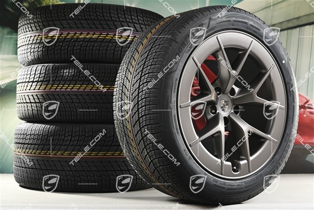 21" koła zimowe Cayenne RS Spyder Design, komplet, felgi 9,5J x 21 ET16 + 11J x 21 ET37 + opony zimowe Goodyear UltraGrip Performance 3 SUV 275/45 R21 + 315/40 R21, turbonite