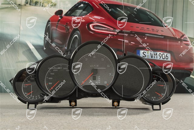 Instrument cluster, PDK, GTS, silver face gauges, black matt