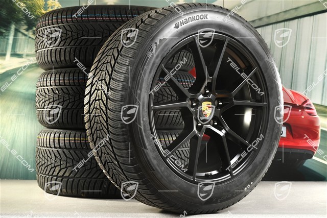 20-inch Cayenne S winter wheel set, rims 9J x 20 ET50 + 10,5J x 20 ET55 + NEW Hankook Winter i*eveo 3X, winter tyres 255/55 R20 + 295/45 R20, with TPMS, black satin matt