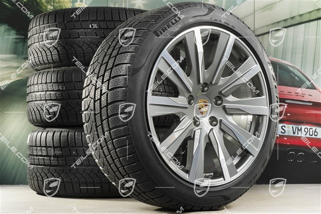 20" Taycan Tequipment Design Winterräder Satz, Felgen 9J x 20 ET54 + 11J x 20 ET60 + Pirelli Winterreifen 245/45 R20 + 285/40 R20