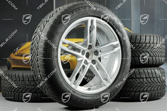 19" "Macan Turbo" Winterräder Satz, Felgen 8J x 19 ET21 + 9J x 19 ET21 + Dunlop Winterreifen 235/55 R19 + 255/50 R19, mit RDK-Sensoren