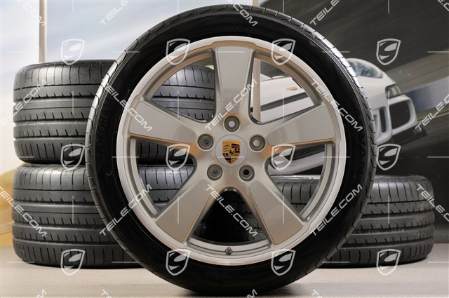 20" Sport Classic summer wheels set,GT-Silber metalic,  rims 9,5J x 20 ET65 + 11,5 x 20 ET63 + NEW summer tyres 255/40 ZR20 + 295/35 ZR20, with TPM