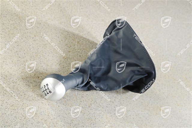 Gear shift knob, ALU-Look, Midnight blue leather gaiter / sleeve
