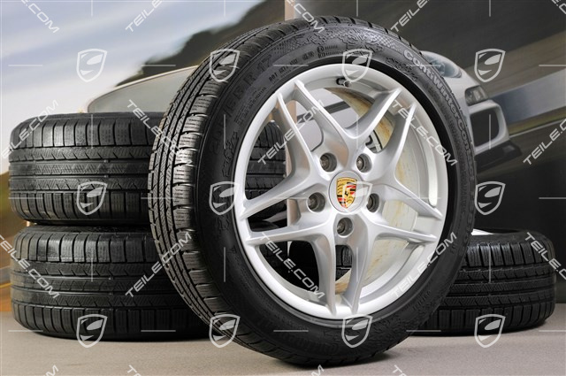 17" Komplet kół zimowych Boxster III, przednie felgi 7J x 17 ET55 + tylne 8,5J x 17 ET40 + opony 205/55 R17 + 235/50 ZR17, bez czujników RDK