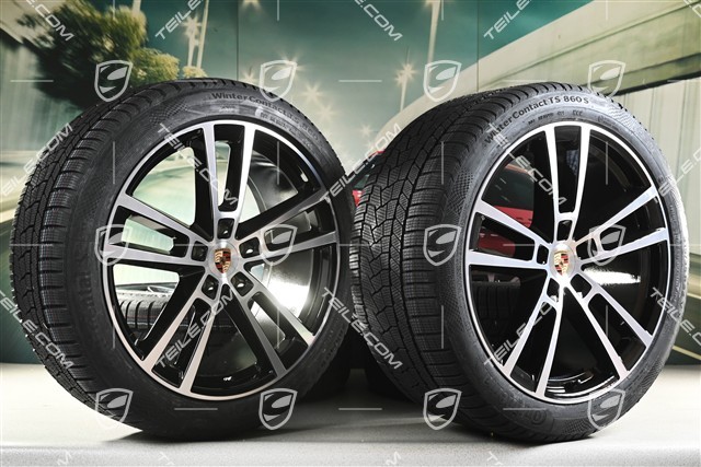 22-inch winter wheel set Sport Design, wheel rims 10J x 22 ET48 +11,5J x 22 ET61 + NEW Continental winter tyres 285/40 R22 + 315/35 R22, black high gloss