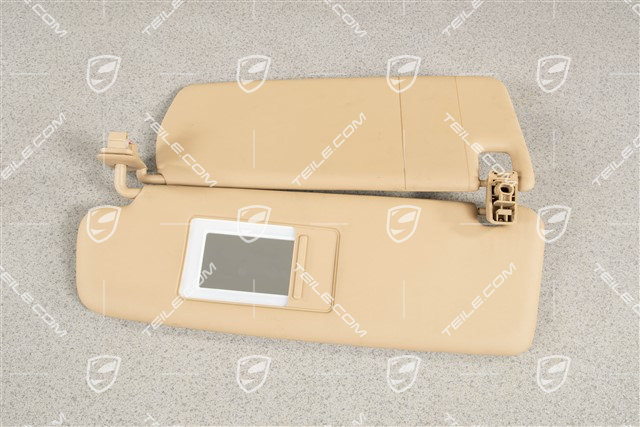 Sonnenblende, Spiegel beleuchtet, Kunstleder, Luxorbeige, L