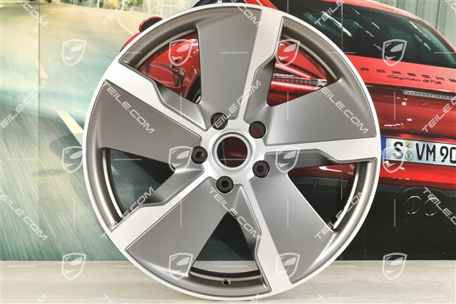 21" Felga Taycan Exclusive Design, 9,5J x 21 ET60, Platinum satynowy półmat, przednia, L