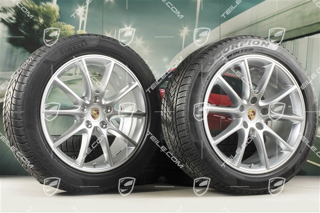 20" koła zimowe Cayenne COUPE Design, komplet, felgi 9J x 20 ET50 + 10,5J x 20 ET55 + NOWE opony zimowe Pirelli 275/45 R20 + 305/40 R20, z czujnikami ciśnienia
