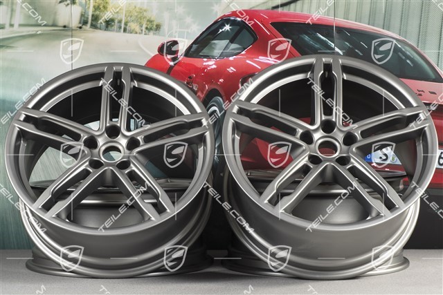 19"-inch alloy wheel set Macan Turbo/Sport Design, 8,5J x 19 ET21 + 9J x 19 ET21, platinum satin-matt