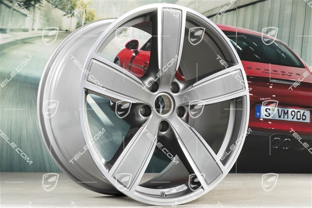 22" Komplet felg Cayenne Sport Classic, 10J x 22 ET48 + 11,5J x 22 ET61, platynowy srebrny