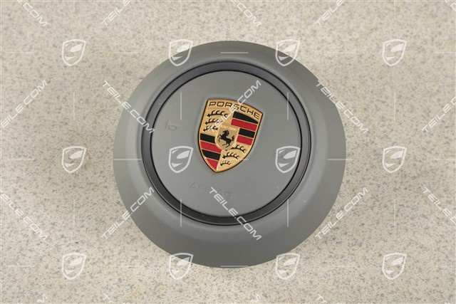 Airbag kierowcy / poduszka powietrzna, skóra, Łupkowo-szary/Czarny