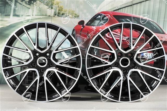 21-inch wheel rim set Cayenne RS Spyder, 11J x 21 ET49 + 9,5J x 21 ET46, for Cayenne Coupé, black high gloss