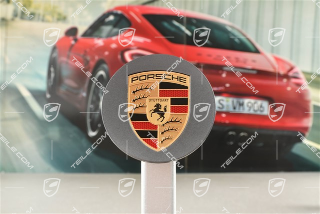 Radzierdeckel, konkav, farbiges Wappen, adamantium dark