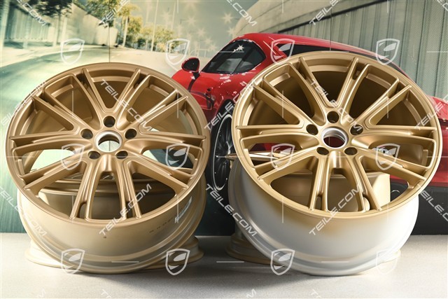 21" Komplet felg Panamera Exclusive, 9,5J x 21 ET71 + 11,5J x 21 ET69, Aurum